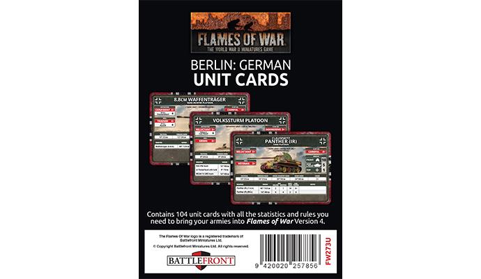 FW273U Berlin: German Unit Cards (104x Cards)