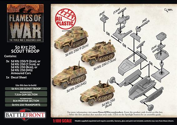 Flames of War: GBX176 Sd Kfz 250 Scout Troop (Plastic)