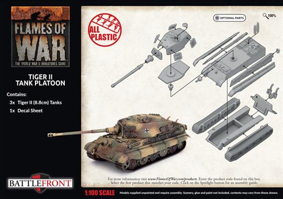 Flames of War: GBX178 Tiger II (8.8cm) Tank Platoon (3x Plastic)