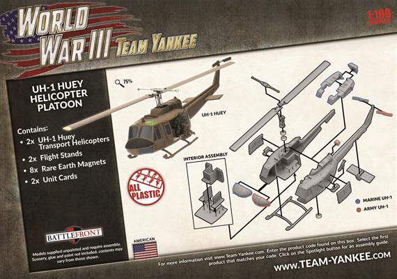 Team Yankee: TUBX07 UH-1 Huey Transport Helicopter Platoon (WWIII x2 Aircraft Plastic)
