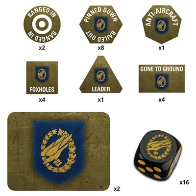 Flames of War: TD042 German Fallschirmjäger Gaming Set (x20 Tokens, x2 Objectives, x16 Dice)