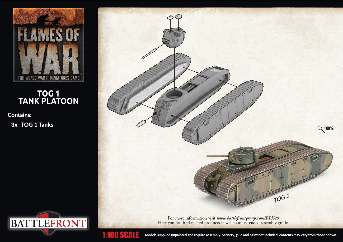 Flames of War: BBX89 TOG I Tank Platoon (x3)