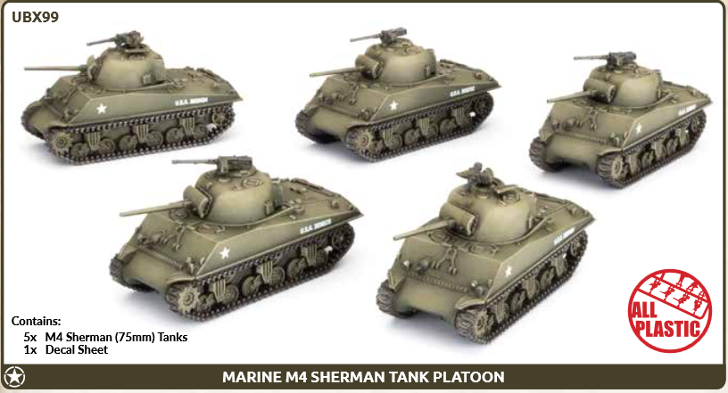 Flames of War: UBX99 Marine M4 Sherman Platoon (x5 Plastic)