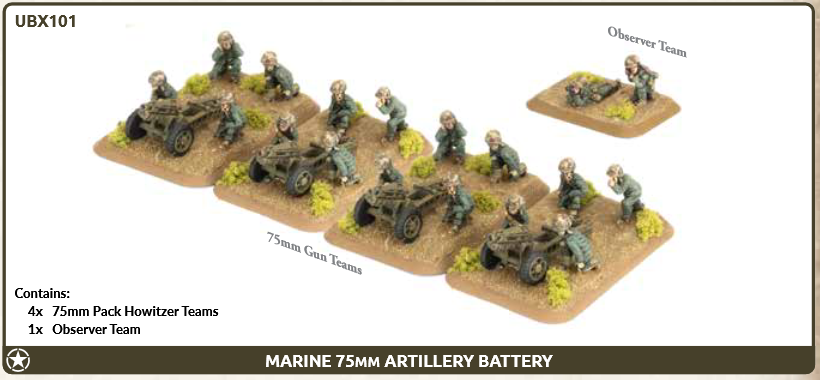 Flames of War: UBX101 Marine 75mm Artillery Battery (x4)