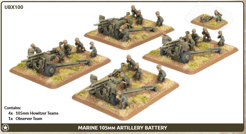 Flames of War: UBX100 Marine 105mm Artillery Battery (x4)