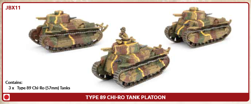 Flames of War: JBX11 Type 89 Chi-Ro Tank Platoon (x3)