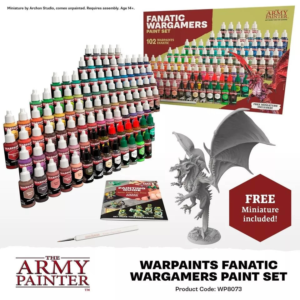 The Fanatic Wargamers Paint Set created by The Army Painter containing 102 different colours.