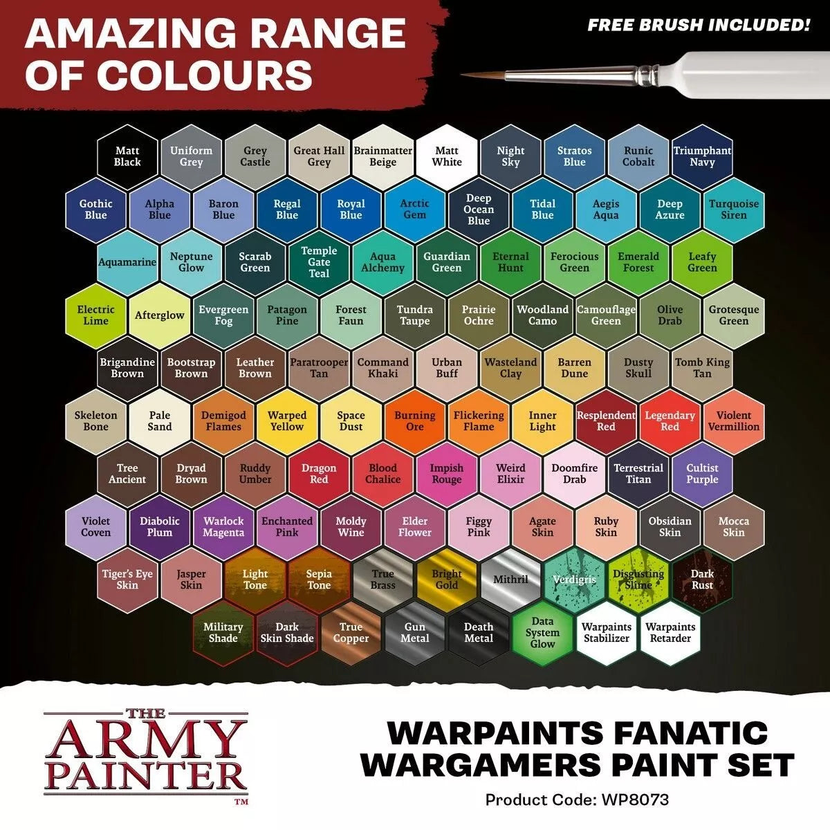 The Fanatic Wargamers Paint Set created by The Army Painter containing 102 different colours.