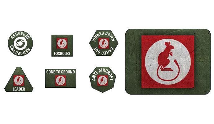 Flames of War: TD049 British 7th Armoured Gaming Set (x20 Tokens, x2 Objectives, x16 Dice)