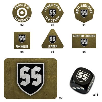 TD038 Waffen-SS Gaming Set (x20 Tokens, x2 Objectives, x16 Dice)