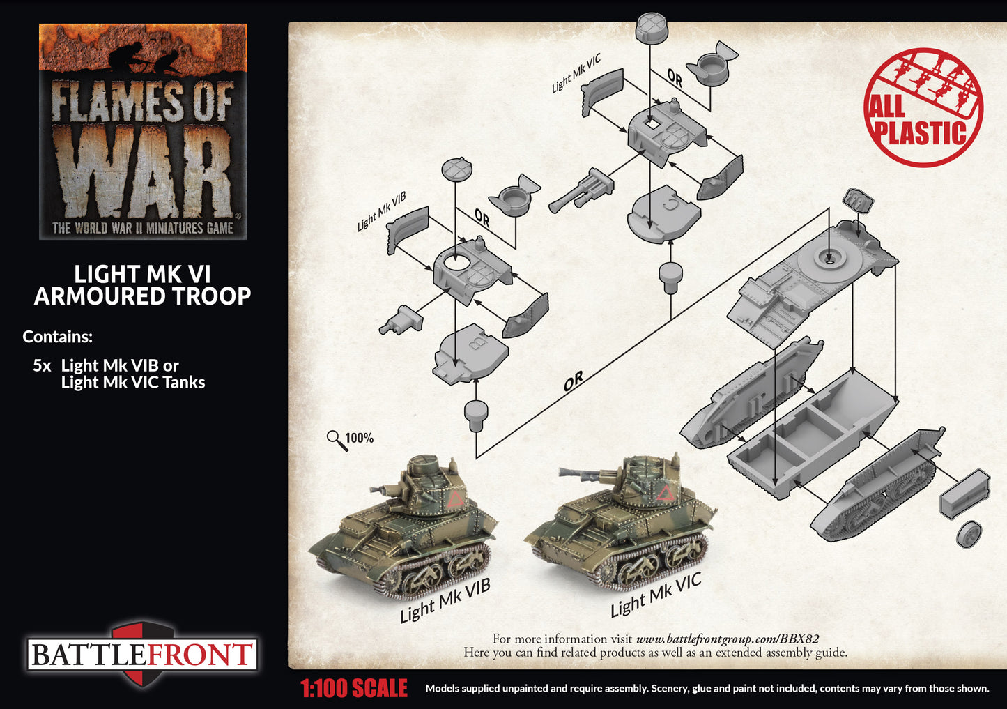 Flames of War: BBX82 Vickers Light Mk VI Troop (x5, Plastic)