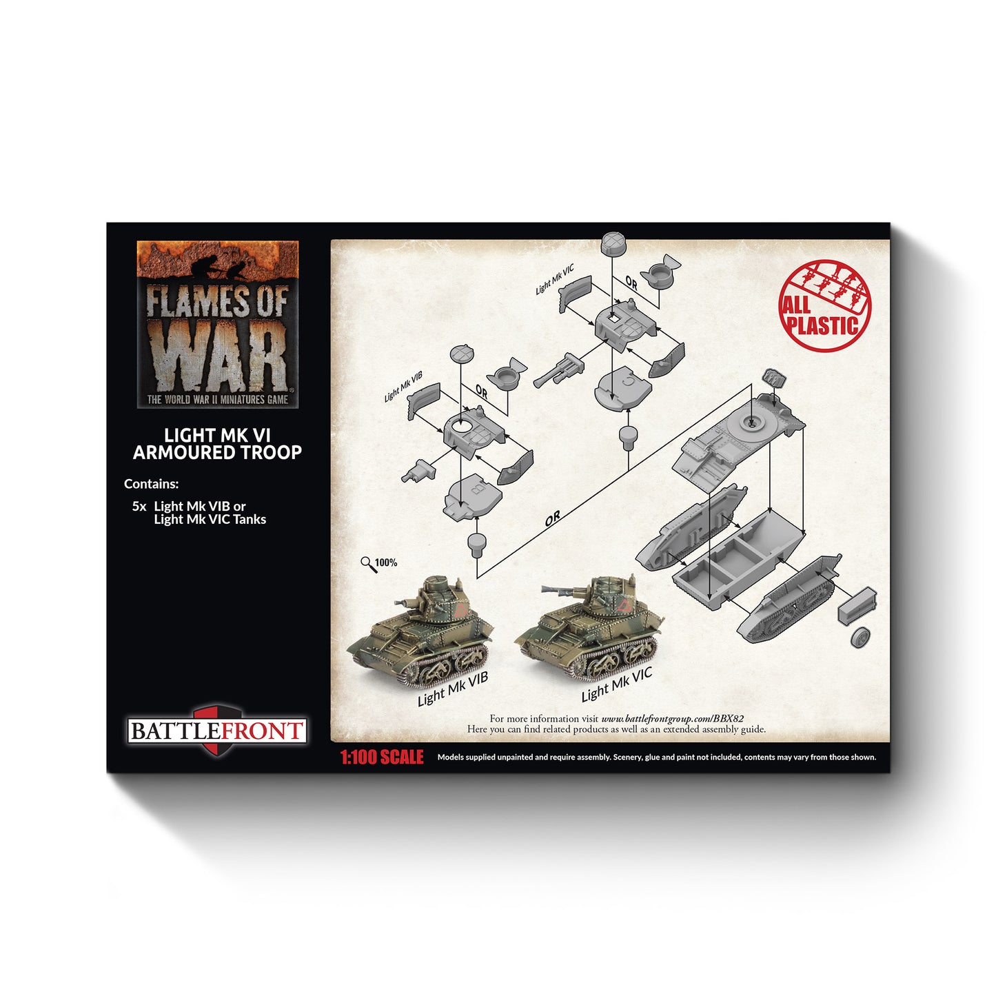 Flames of War: BBX82 Vickers Light Mk VI Troop (x5, Plastic)
