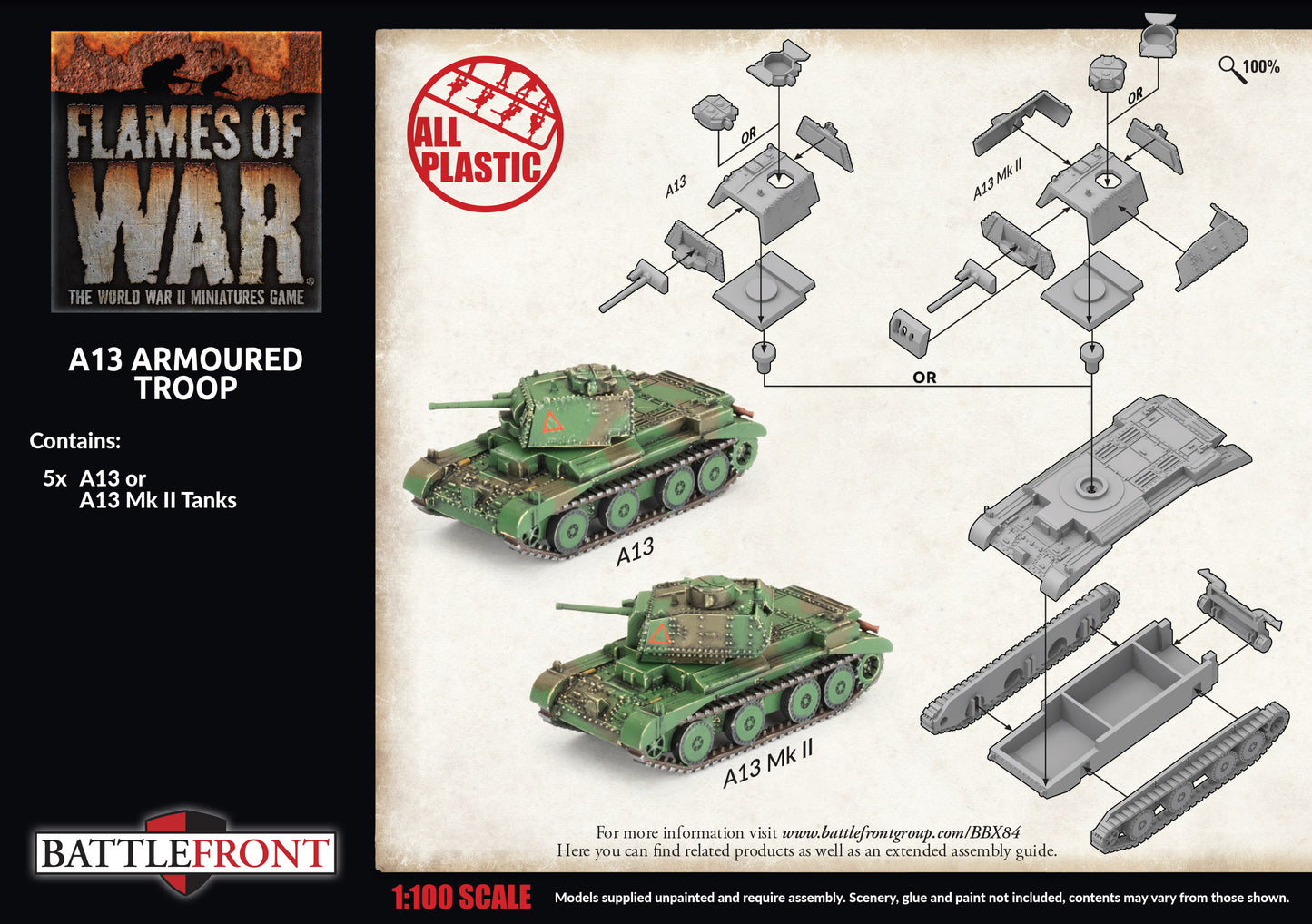 Flames of War: BBX84 A13 Cruiser Troop (x5 Plastic)