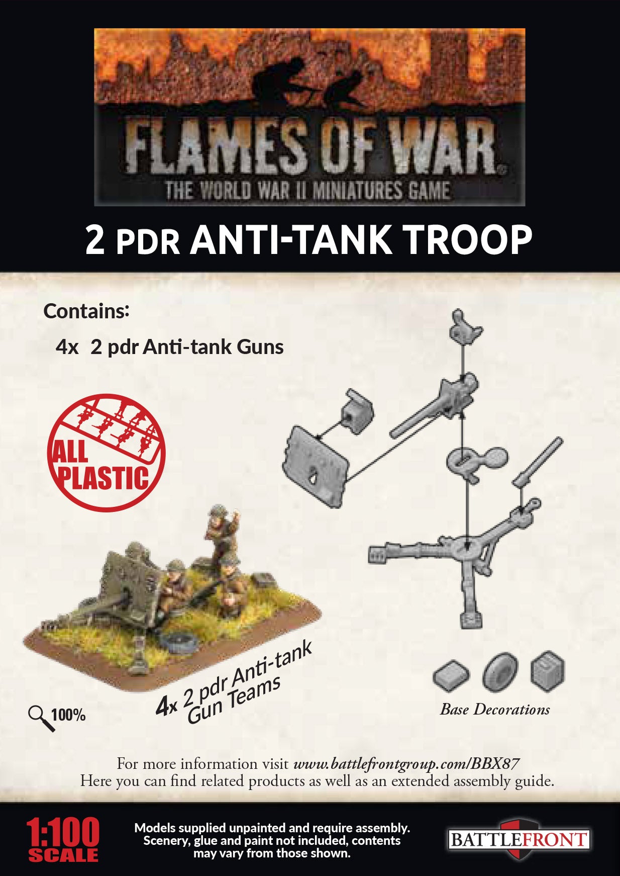 Flames of War: BBX87 2pdr Antitank Platoon (x4 guns, Plastic)