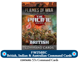 Flames of War: FW258BC	British, Australian & Indian MW Command Card Pack (x58 Cards)