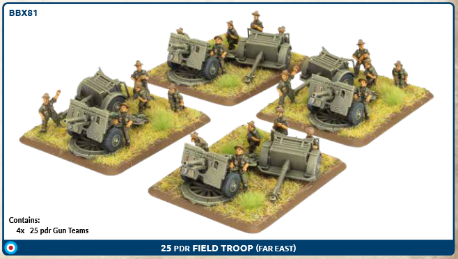 Flames of War: BBX81	25 pdr Field Troop (Far East) (x4)