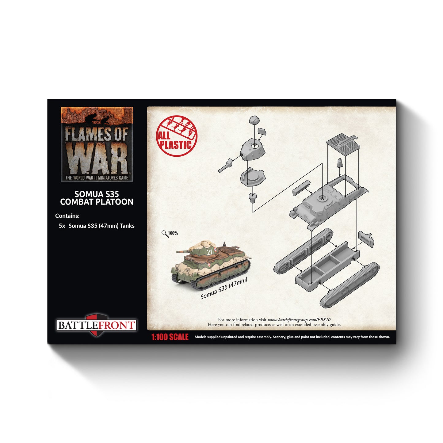 Flames of War: FRX10 S-35 Somua Tank Platoon (x5 Plastic)