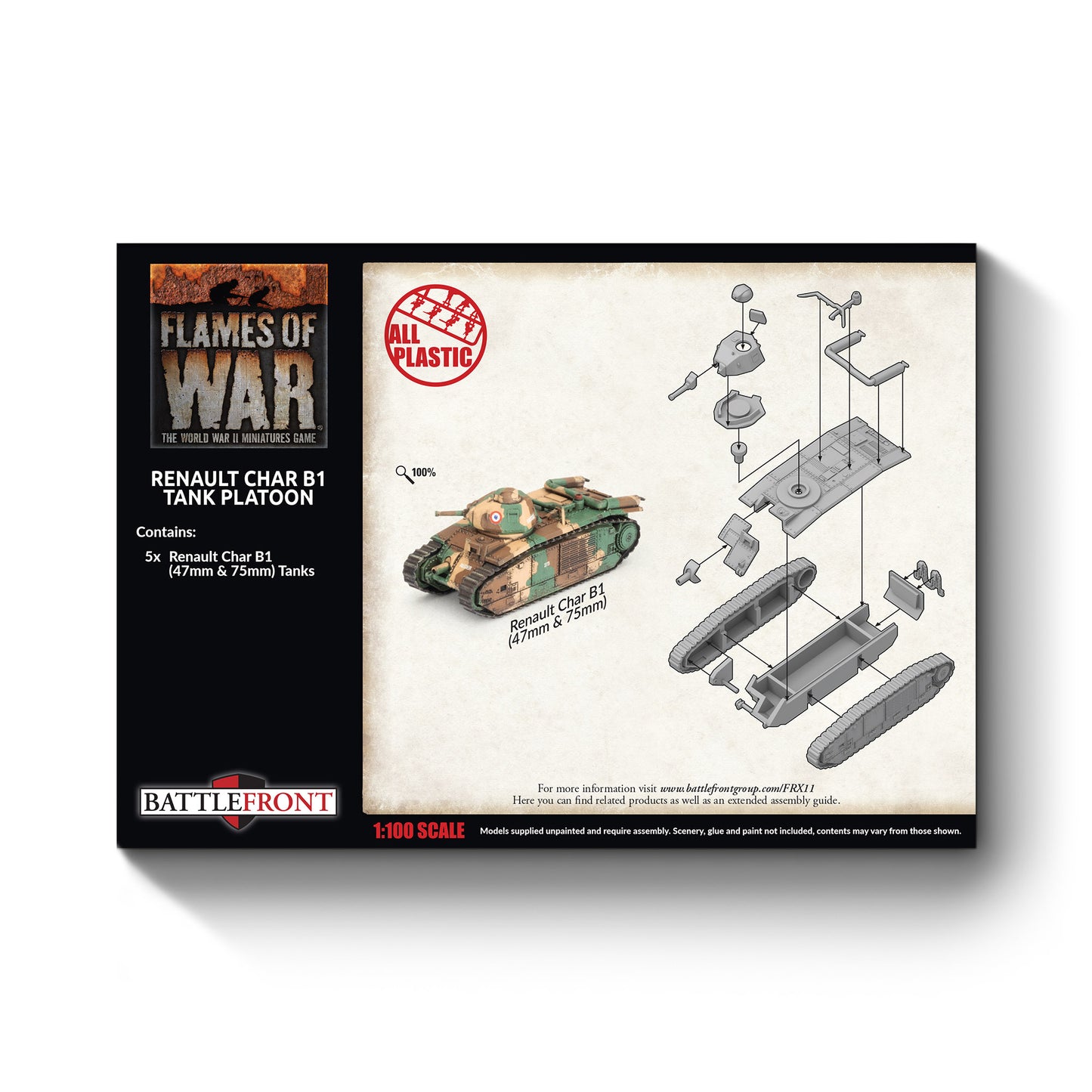 Flames of War: FRX11 Char B1 bis Tank Platoon (x5 Plastic)