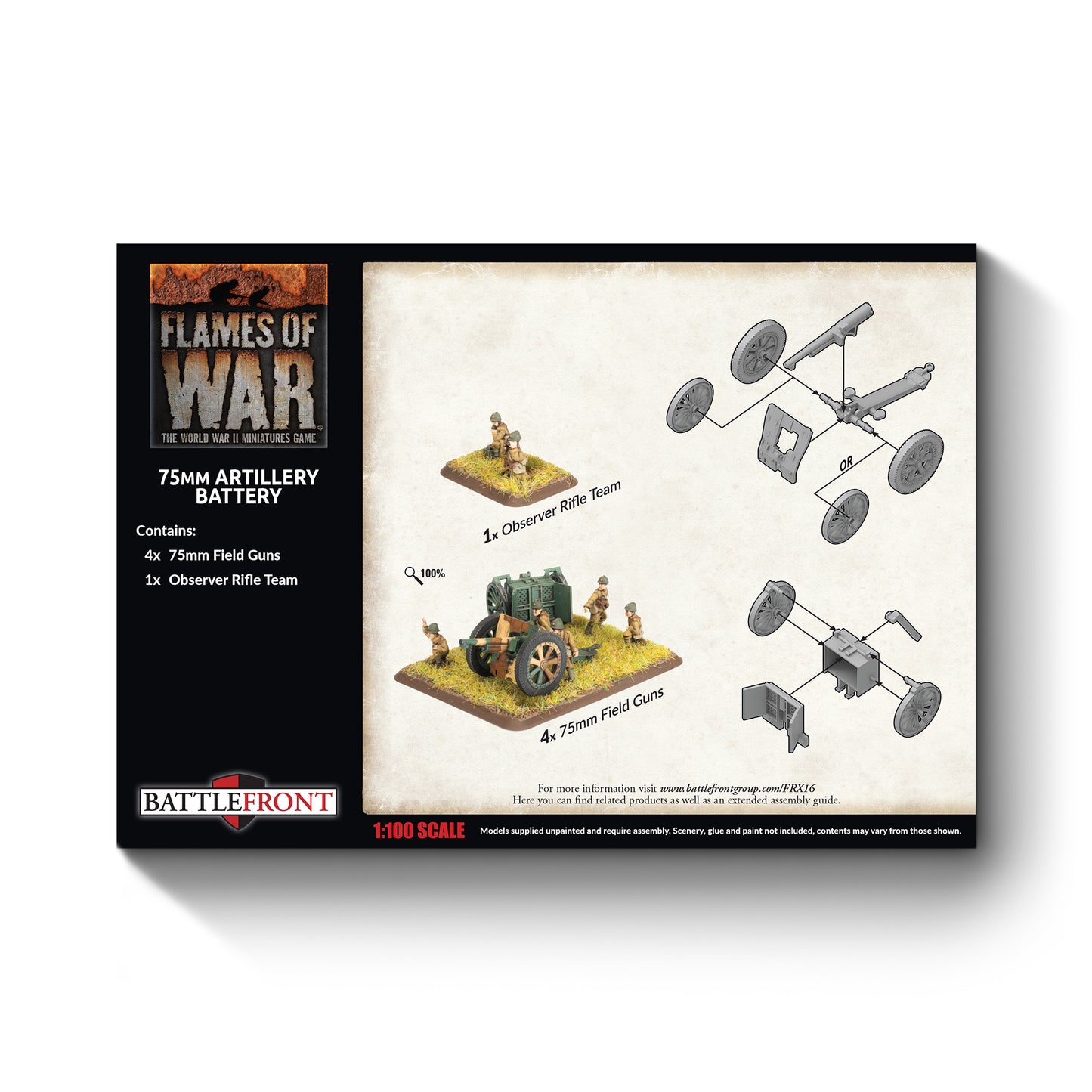 Flames of War: FRX16 75mm mle 1897 Gun Battery (x4 guns)