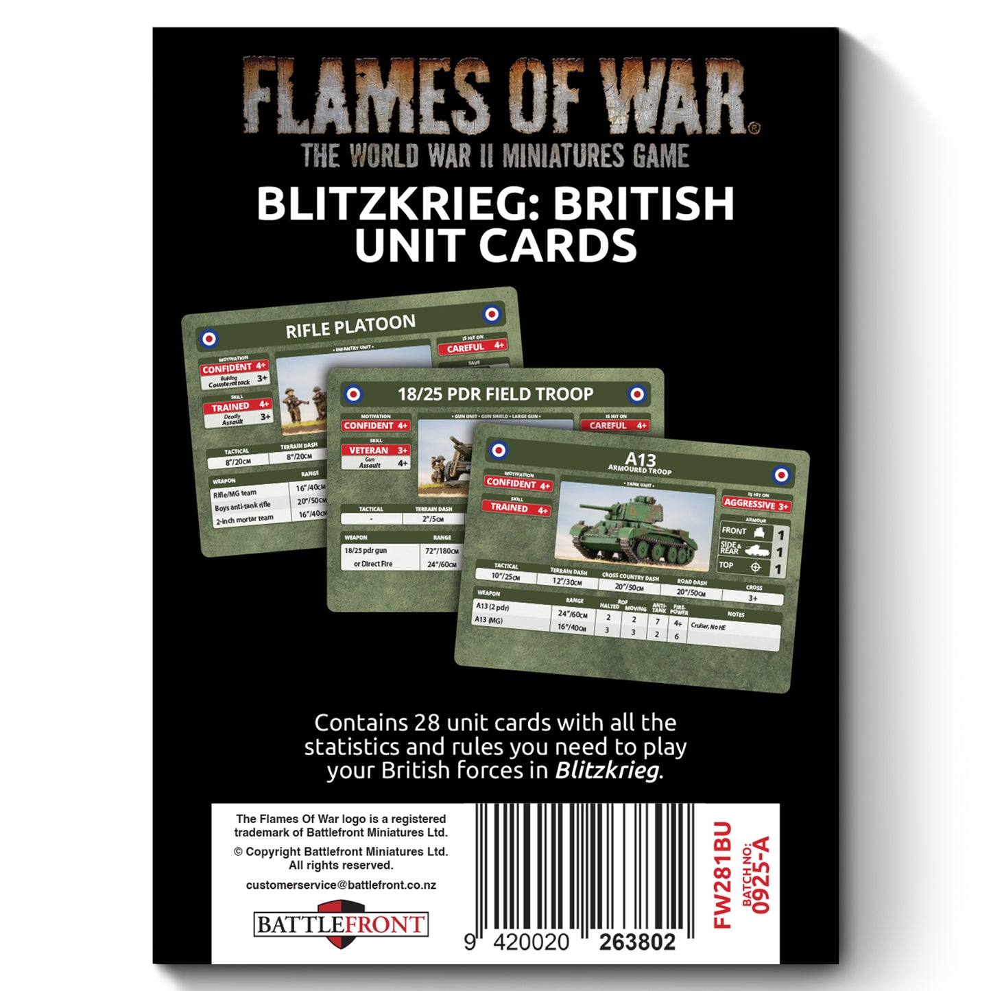 Flames of War: FW281BU Blitzkrieg British Unit Cards (x28 Cards) - Limited Edition