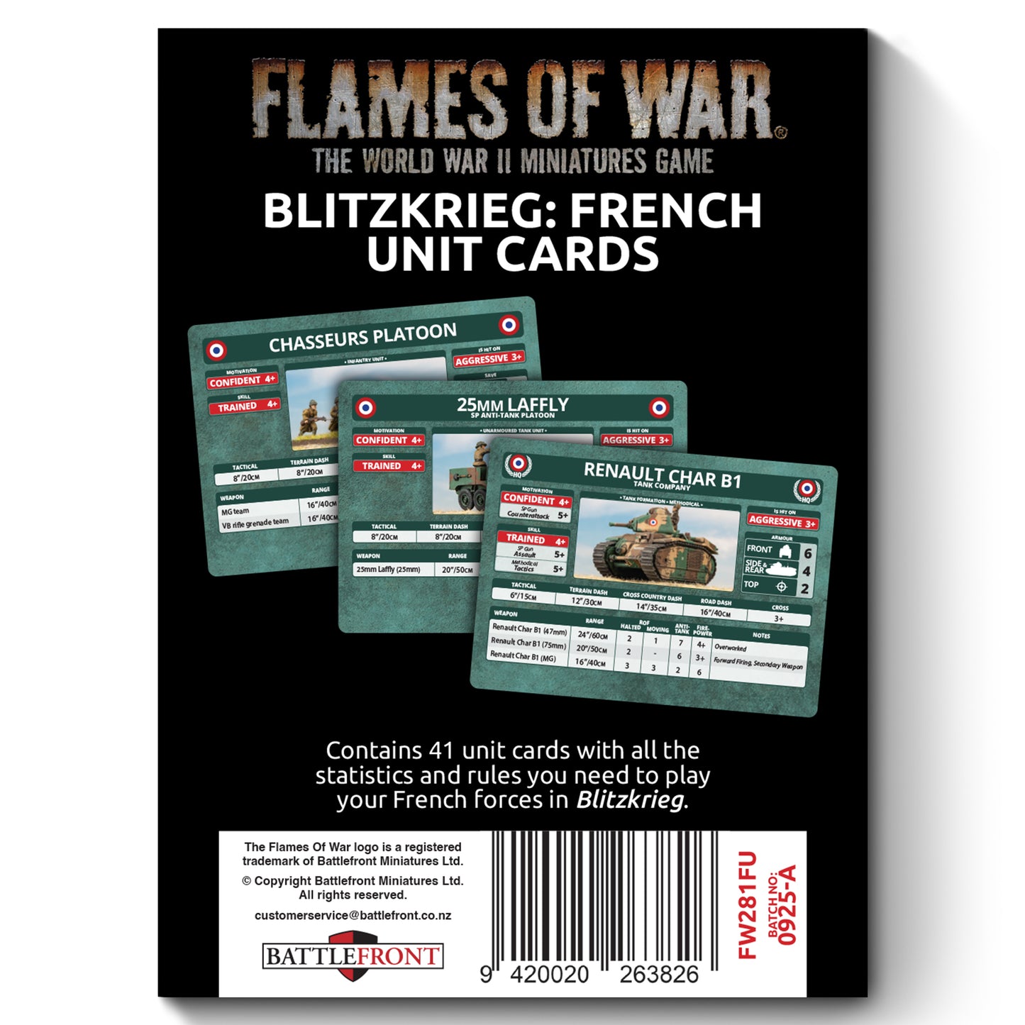 Flames of War: FW281FU Blitzkrieg French Unit Cards (x41 Cards) - Limited Edition
