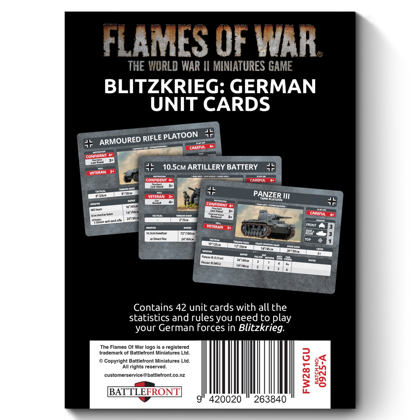 Flames of War: FW281GU Blitzkrieg German Unit Cards (x42 cards) - Limited Edition