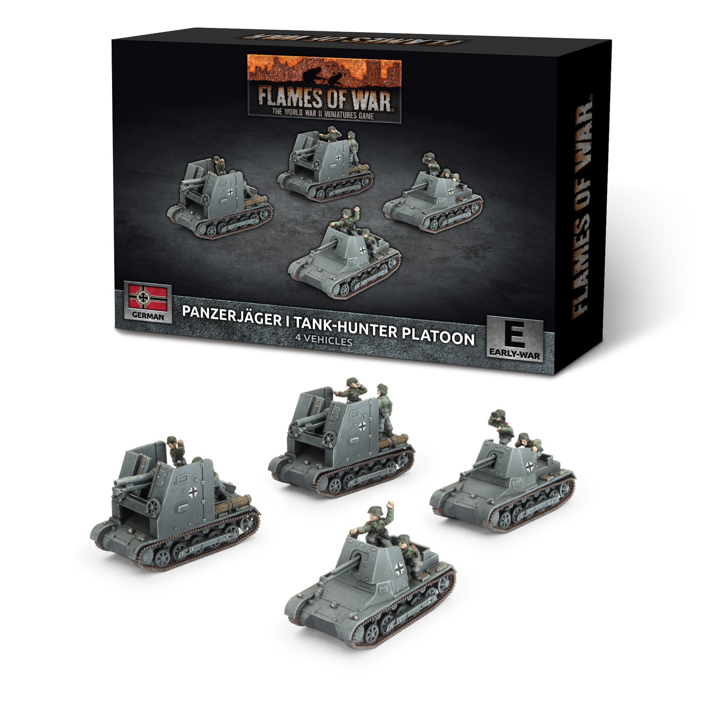 Flames of War: GBX197 Panzerjager I Anti-tank Platoon (x4 Plastic)