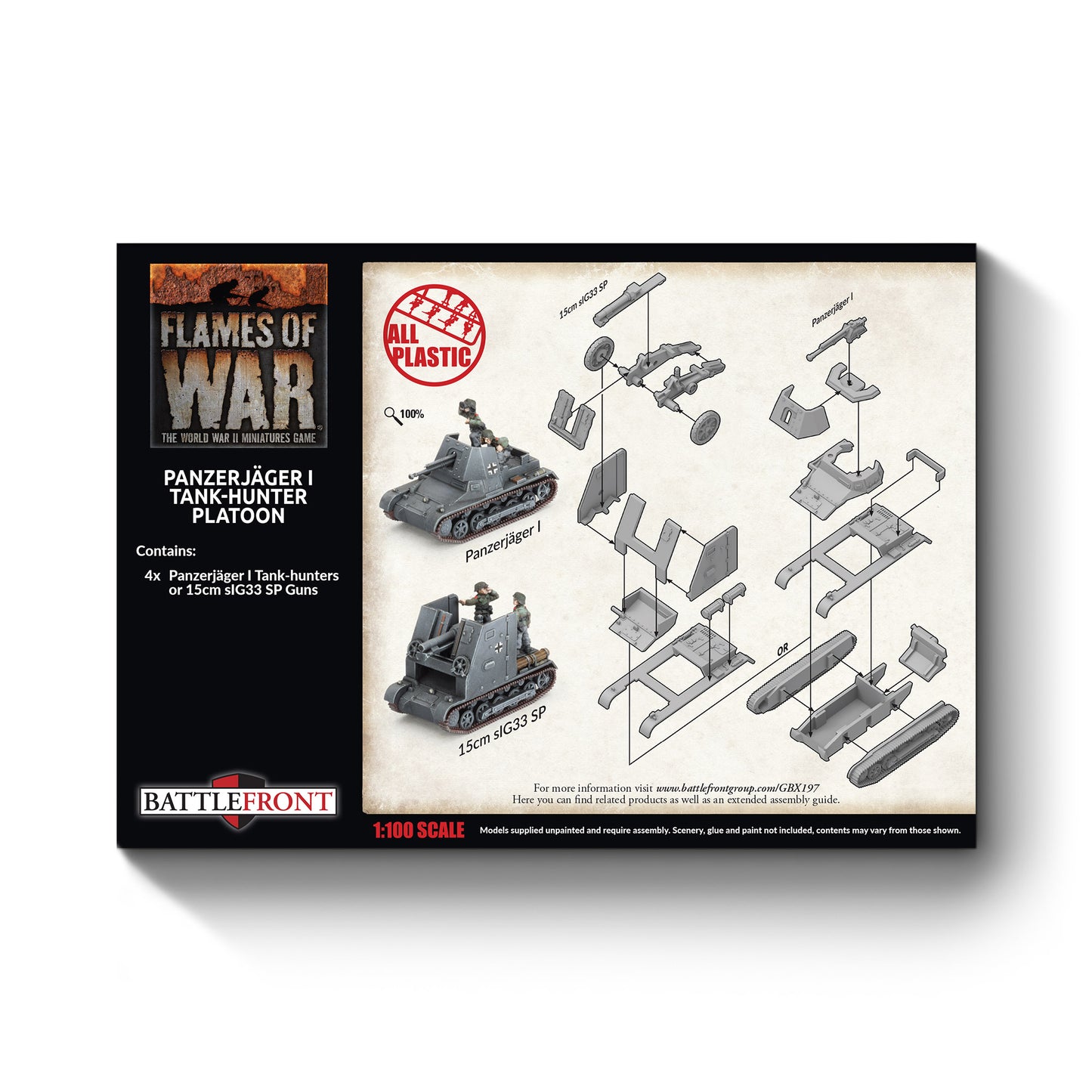 Flames of War: GBX197 Panzerjager I Anti-tank Platoon (x4 Plastic)
