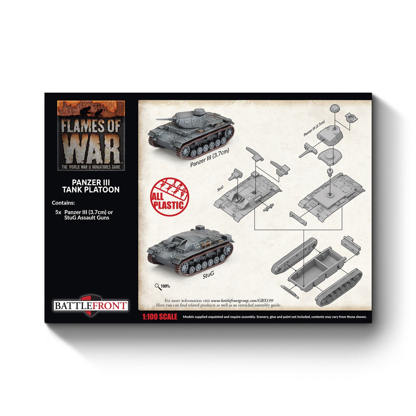 Flames of War: GBX199 Panzer III/StuG III A Platoon (x5 Plastic)