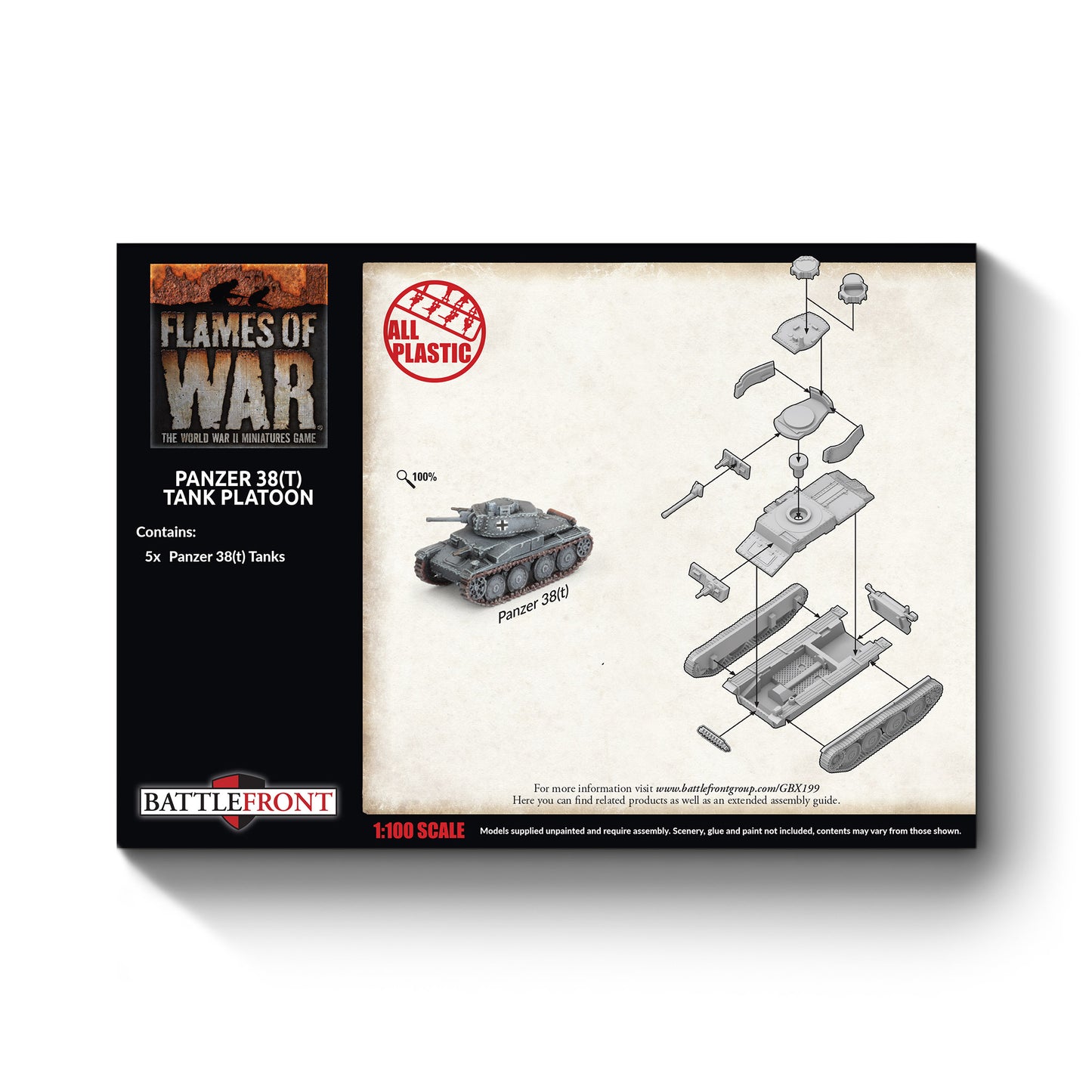Flames of War: GBX200 Panzer 38(t) Platoon (x5 Plastic)