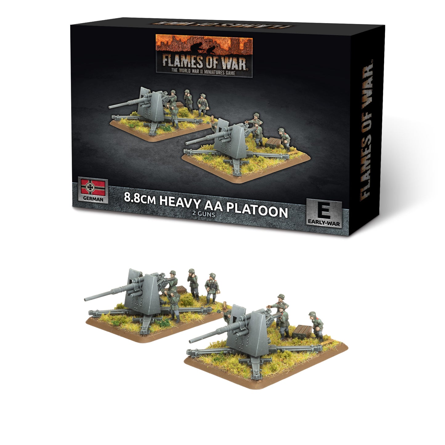 Flames of War: GBX206 8.8cm Heavy AA Platoon (Early) (x2 guns Plastic)