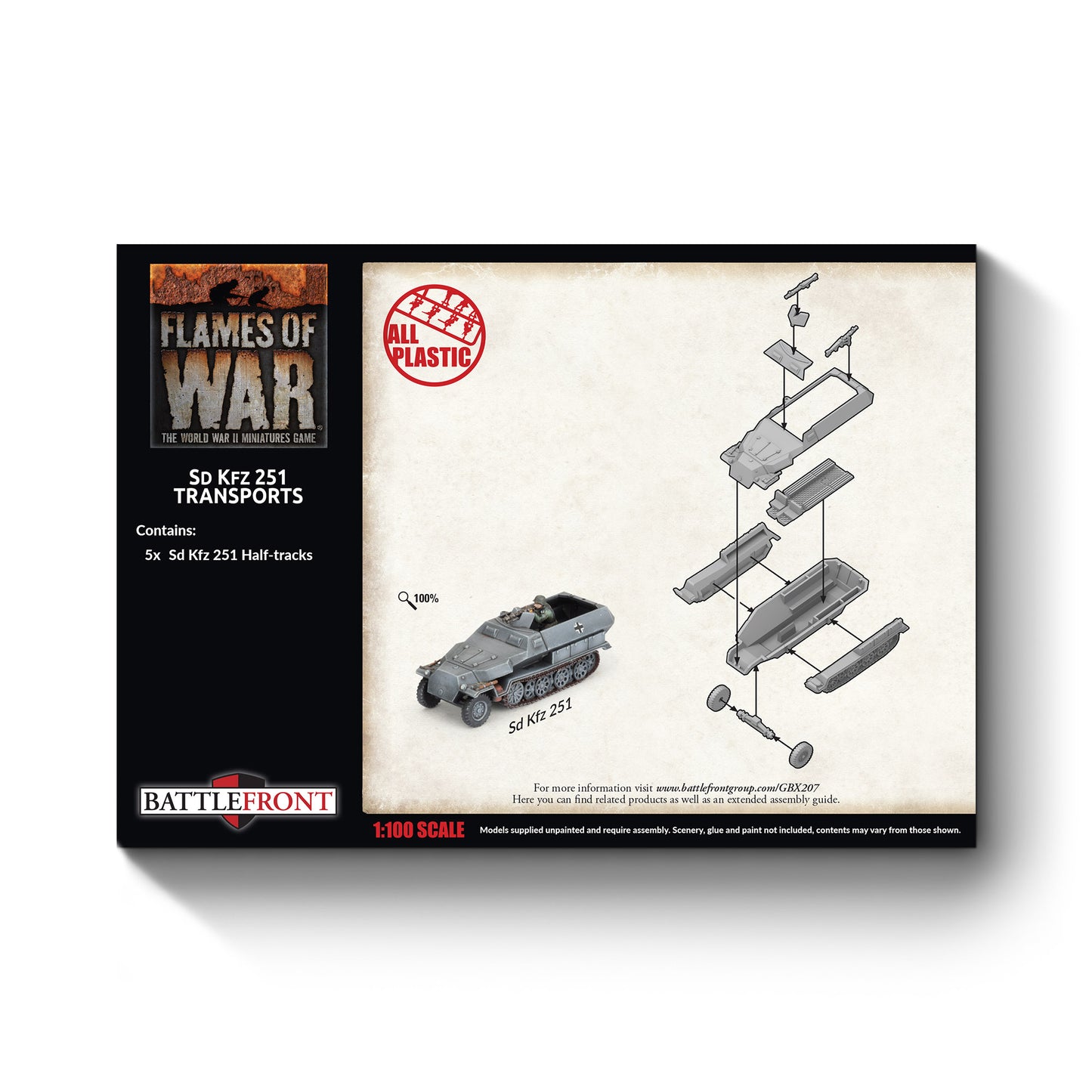 Flames of War: GBX207 Sd Kfz 251 half-track Transport Platoon (x5 Plastic)