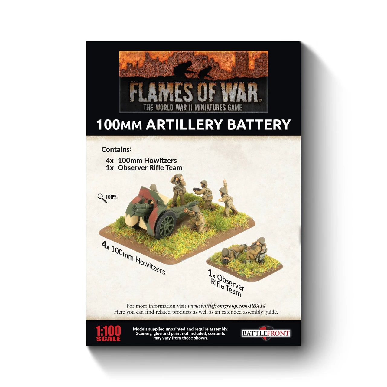 PBX14 Flames of War: 100mm Artillery Battery (Polish)